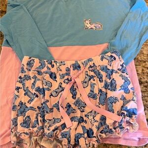 Lilly Pulitzer Pink & Blue Dog Print Pajama Set